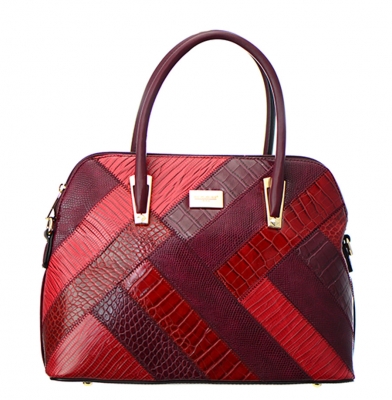 David Jones Animal Skin Faux Leather Handbag 52064 38230 Plum